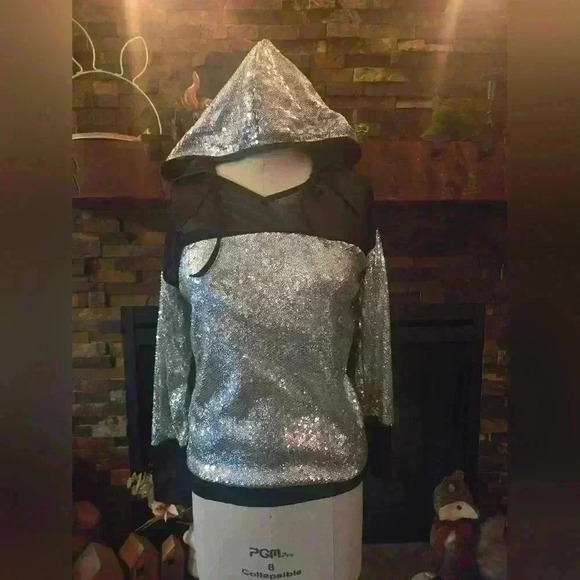 Weissman Tops - Sequin pullover hoodie